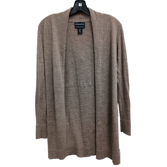 Cynthia Rowley Womens Cardigan Size Medium Brown Merino Wool Neutral Minimalist - Picture 1 of 6
